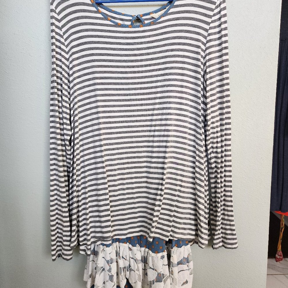 Matilda Jane women’s medium striped long sleeve shirt with detachable tank